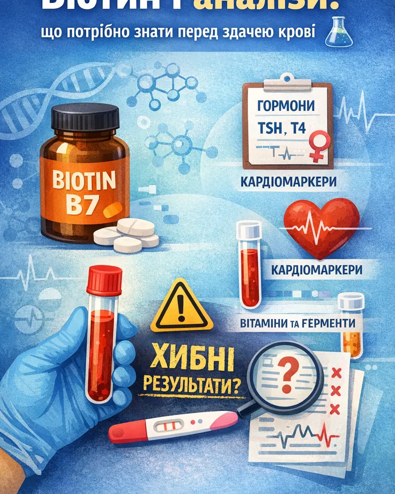 Біотин і хибні результати аналізів: що важливо знати пацієнту