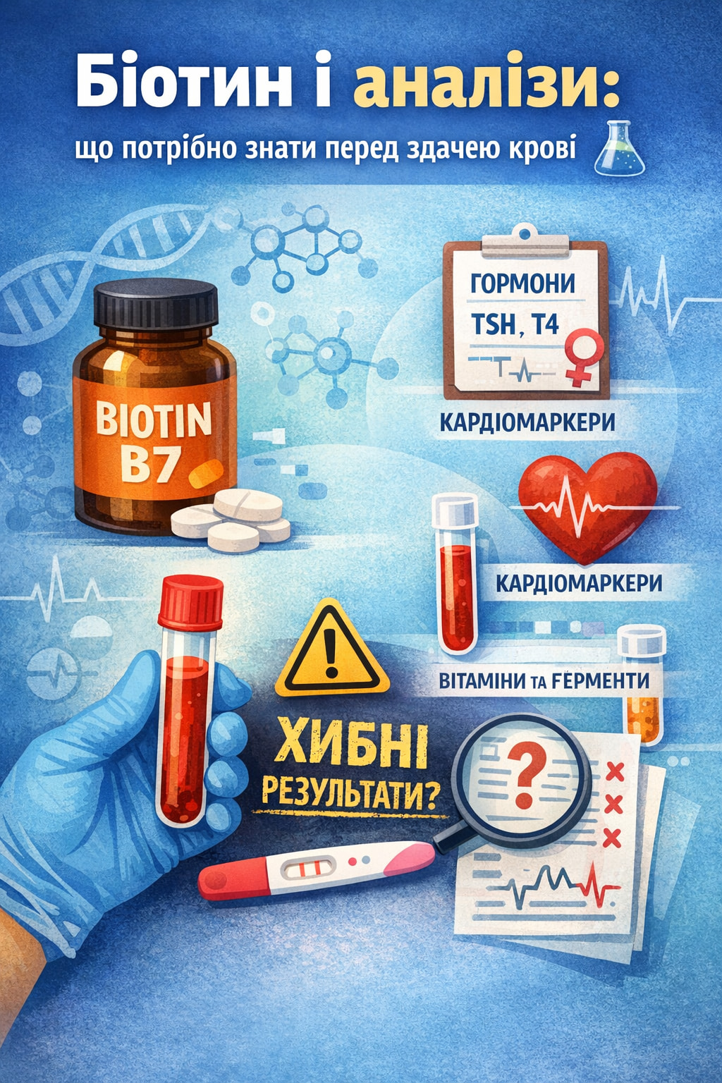 Біотин і хибні результати аналізів: що важливо знати пацієнту